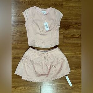 reformation 2 piece skirt set